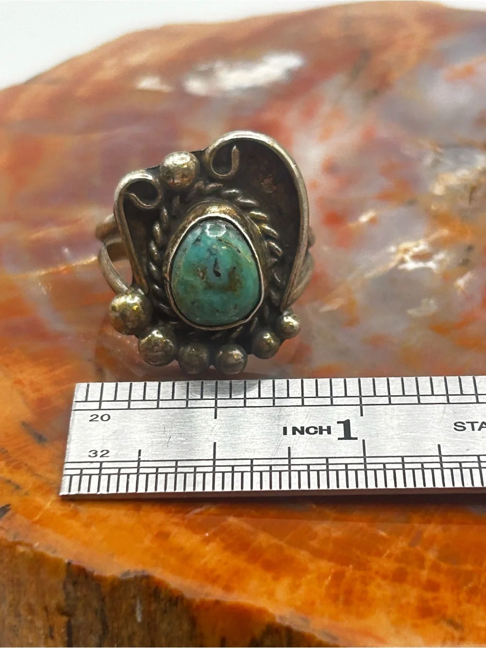Southwest Sterling Silver Turquoise Ring - Size 6.5